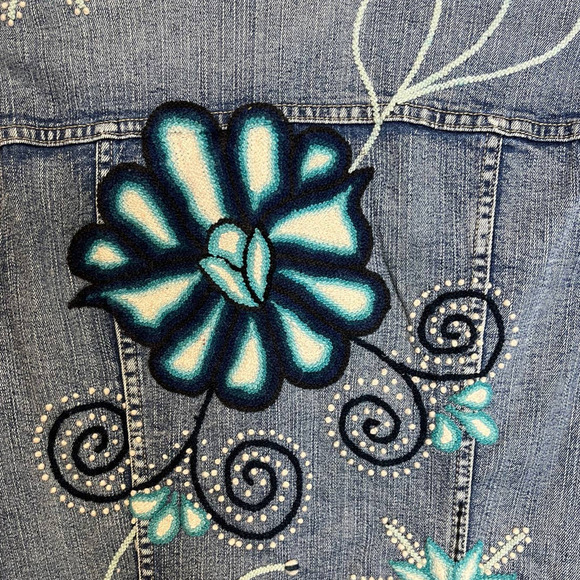 Jean Denim Alma Soul Embroidered Peru Jacket Coat - Picture 7 of 8